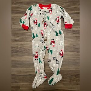 Carter's Gray and Red Santa with snowman’s  Holiday Footies size 18 months